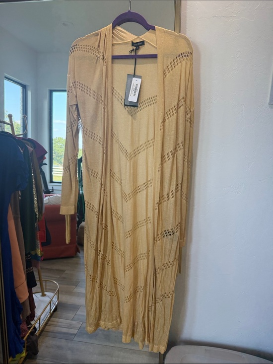 Dear John Sweaters - NWT Dear John Mustard Open-Knit Duster